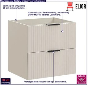 Beżowa wisząca szafka pod umywalkę 60 cm - Edar 3X