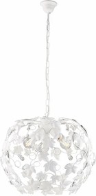 Edera - Biały lakierowany żyrandol z żelaza z dekoracją w stylu shabby chic i kryształowymi cyrkoniami, 3 światła, 105 mm - Ø50 mm - BL50-3-BCO