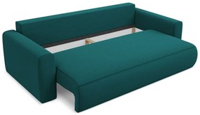Turkusowa aksamitna rozkładana/ze schowkiem sofa 238 cm Kapua – Makamii