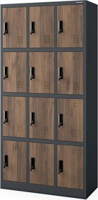 Szafa BHP z 12-skrytkami 90x40x185 cm Eco Design Marcin, antracyt/orzech