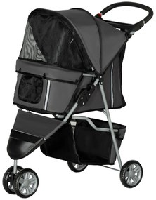 PawHut Składany wózek dla psów i kotów do 10 kg, 75 x 45 x 97 cm, Ciemnoszary