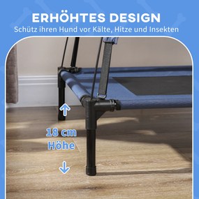 PawHut Łóżko dla psów z baldachimem Podwyższone miejsce do spania dla zwierząt Leżak na zewnątrz Ciemnoniebieski | Aosom PL