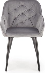 Aksamitny fotel do jadalni z podłokietnikami K487