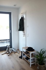 Szafka na buty, odkryty stojak z włókna bambusowego, kompaktowy mebel na obuwie.