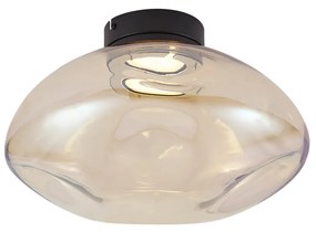 Designerska lampa sufitowa czarna z bursztynowym szkłem - GemmaDesignerski Oswietlenie wewnetrzne