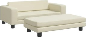 Kremowa sofa dla dziewczynki z podnóżkiem z ekoskóry E2-H37