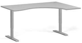 Ergonomiczne biurko z regulacją wysokości, 160x120 cm, 2 silniki, L/P, szara podstawa, szary