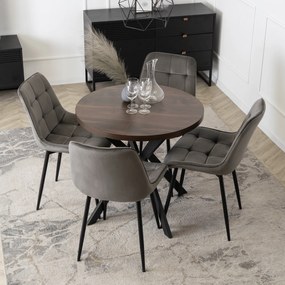 Stół Okrągły Rozkładany DORIAN 80-160 cm Orzech/Czarny Nowoczesny Loft