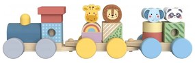 Tooky toy kolejka drewniana ze zwierzątkami  klocki układanka montessori