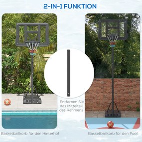 SPORTNOW Kosz Koszykówka Regulowany Stojak Czarny 90x60x370cm Stabilny do Gry w Kosza | Aosom PL