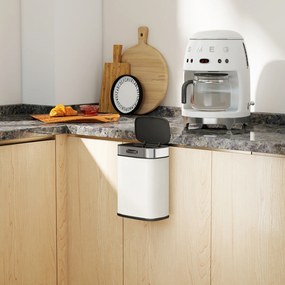 HOMCOM 5 l kosz na śmieci, ustawiany wolnostojąco lub zawieszany, stal nierdzewna, kremowo-biały