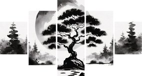 Obraz – Czarno-biały bonsai (125x70 cm)