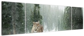 Obraz lamparta na śniegu (170x50 cm)