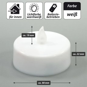 Zestaw świeczek na baterie, z timerem, białe, 8szt