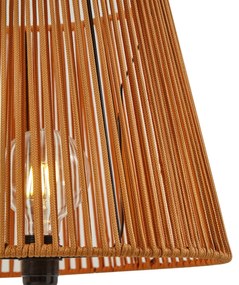 Zewnetrzna Zewnętrzna lampa podłogowa czarna z pomarańczowym kloszem z liny IP44 - Virginia JaylaJapandi Oswietlenie zewnetrzne