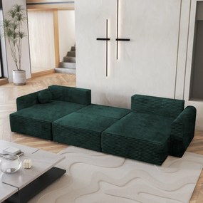 Masseno Narożnik FENTO z funkcją spania i pojemnikiem na pościel Narozniki U, Rozkładana sofa - Butelkowa zieleń, TILIA 39