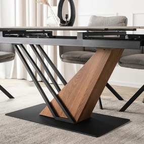 Stół Rozkładany Prostokątny REX 2 180-240 cm Ceramiczny Biały Marmur/Czarny do Jadalni Nowoczesny Loft