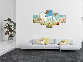 Obraz - Motyle na letniej łące (125x70 cm)