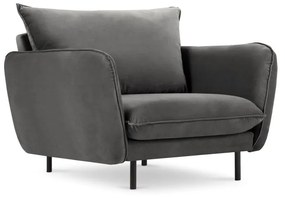 Ciemnoszary aksamitny fotel Cosmopolitan Design Vienna
