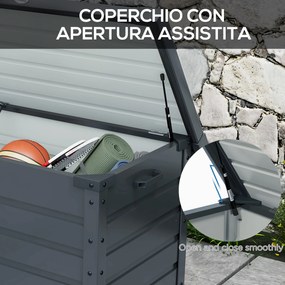 Outsunny Skrzynia Ogrodowa 295l Odporna na Warunki Atmosferyczne Szara | Aosom PL