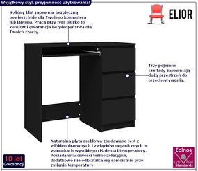 Czarne biurko z szufladami Ozela