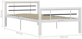 Białe metalowe łóżko jednoosobowe 90x200 cm - Sintra