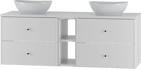 Biały Zestaw do Łazienki 140cm Szafka Regał Blat Umywalka Marco