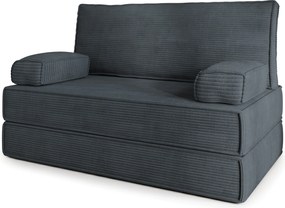 Masseno Sofa piankowa LADIA z funkcją spania, Kanapa z pianki do salonu, Bezmontażowa, Tkanina sztruksowa – Grafitowy POSO 34