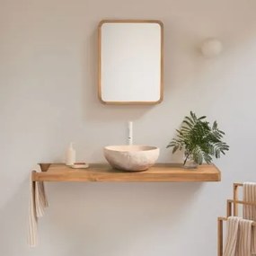 Zestaw Mebli Łazienkowych 130x45 Cm Wiszący Z Drewna Tekowego Neill Drewno Tekowe & Nieregularna Z - Sklum