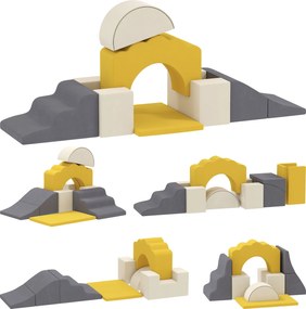 AIYAPLAY 7-częściowy zestaw bloków do wspinaczki dla niemowląt i małych dzieci, miękki zestaw do wspinaczki do użytku wewnętrznego, tkanina, pianka, kolorowy | Aosom PL