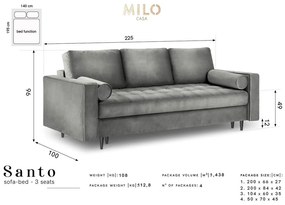 Niebieska aksamitna rozkładana sofa Milo Casa Santo