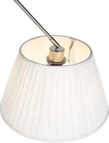 Stalowa lampa wisząca z kremowym plisowanym abażurem 35 cm - Blitz