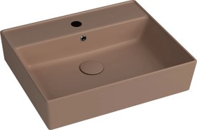 Umywalka ceramiczna nablatowa / wisząca brązowa z półką i otworem na baterie 55 x 45 cm LERA Cappuccino