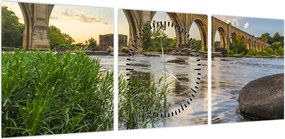 Obraz - Most kolejowy w Richmond (z zegarem) (90x30 cm)