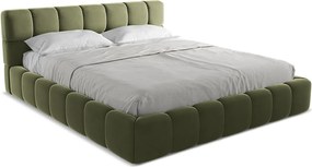 Łóżko 200 x 228 - z weluru - oliwkowy - NALU