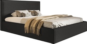 Łóżko dwuosobowe 180x200 cm Kyoto z pojemnikiem - tkanina boucle, czarny (Anthology 19)