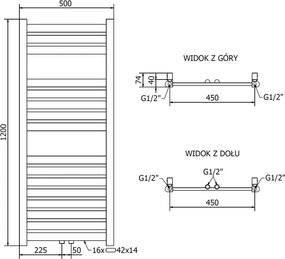 Mexen Uran grzejnik łazienkowy 1200 x 500 mm, 422 W, złoty - W105-1200-500-00-50