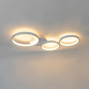 Designerska lampa sufitowa biała z wbudowanym LED 3-stopniowy ściemniacz 3-światła - Pande
