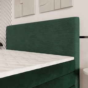 Masseno Łóżko kontynentalne MATERN z pojemnikiem na pościel 140x200 cm - Butelkowa zieleń, POSO 14 + KRONOS 14