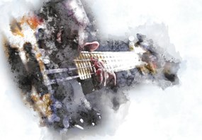 Fototapeta - Gitara, akvarel (196x136 cm)