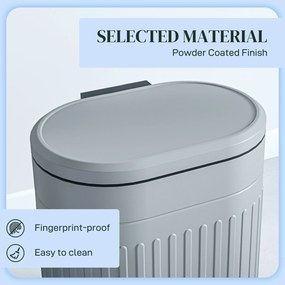 HOMCOM Kosz na śmieci 20L z pedałem, pokrywą, wyjmowanym pojemnikiem wewnętrznym, mechanizm Soft-Close, 36,5 x 31,2 x 45 cm, szary | Aosom PL