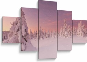 Obraz - Drzewa pod warstwą śniegu (125x70 cm)
