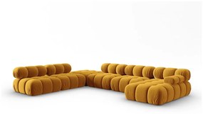 Żółta aksamitna sofa 379 cm Bellis – Micadoni Home