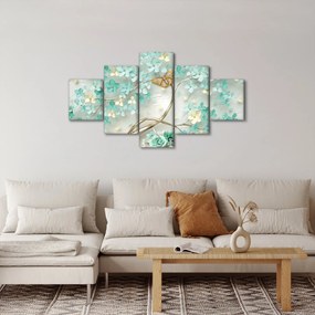 Obraz kwiata z motylami (125x70 cm)