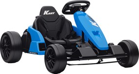 AIYAPLAY 24V Elektryczny gokart, tryb driftu, regulowane siedzisko, 5-punktowy pas bezpieczeństwa, funkcja muzyczna, klakson, 6-12 lat Niebieski