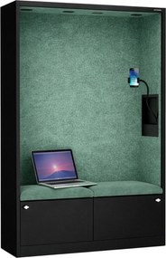Szafa akustyczna do biura i szkoły Sally MentalBox, 115 x 40 x 185 cm, czarny/zielony