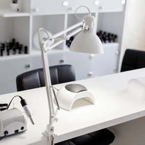 Biała lampa stołowa z elastyczną konstrukcją/z klipsem (wysokość 73,5 cm) Tajo – Trio
