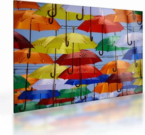 Obraz na szkle kolorowych parasoli (70x50 cm)
