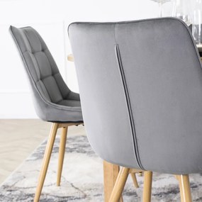 Krzesło Tapicerowane do Salonu RODRI Szare Welurowe Nowoczesne Loft