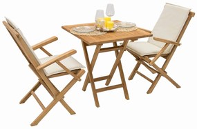 Zestaw ogrodowy z drewna tekowego IVORY BALKON II. 1 + 2 (poduszki GRATIS)